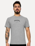 Camiseta Tommy Jeans Masculina Regular Grunge Arch Cinza Mescla