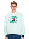 Moletom Tommy Jeans Masculino Crewneck Boxy Arched Logo Verde Claro