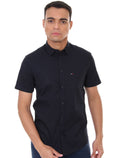 Camisa Tommy Jeans Masculina Manga Curta Solid Poplin Azul Marinho