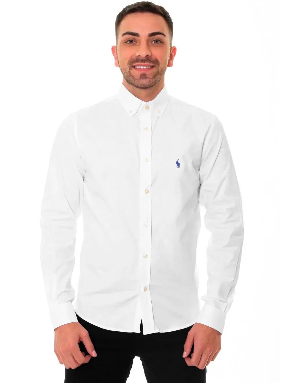 Camisa Ralph Lauren Masculina Slim Fit Stretch Oxford Branca