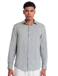 Camisa Aramis Masculina Slim Linho Algodão Verde Militar Mescla