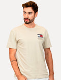 Camiseta Tommy Jeans Masculina Regular Essential Flag Text Areia