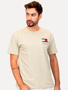 Camiseta Tommy Jeans Masculina Regular Essential Flag Text Areia