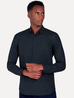 Camisa Dudalina Masculina Milano Tricoline Lisa Azul Marinho