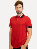 Polo Tommy Hilfiger Masculina Regular Two Tone Shade Collar Vermelha