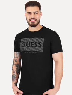 Camiseta Guess Masculina Los Angeles Logo Block Preta