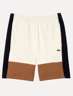 Bermuda Lacoste Moletom Masculina Recortes Color Block Off-White