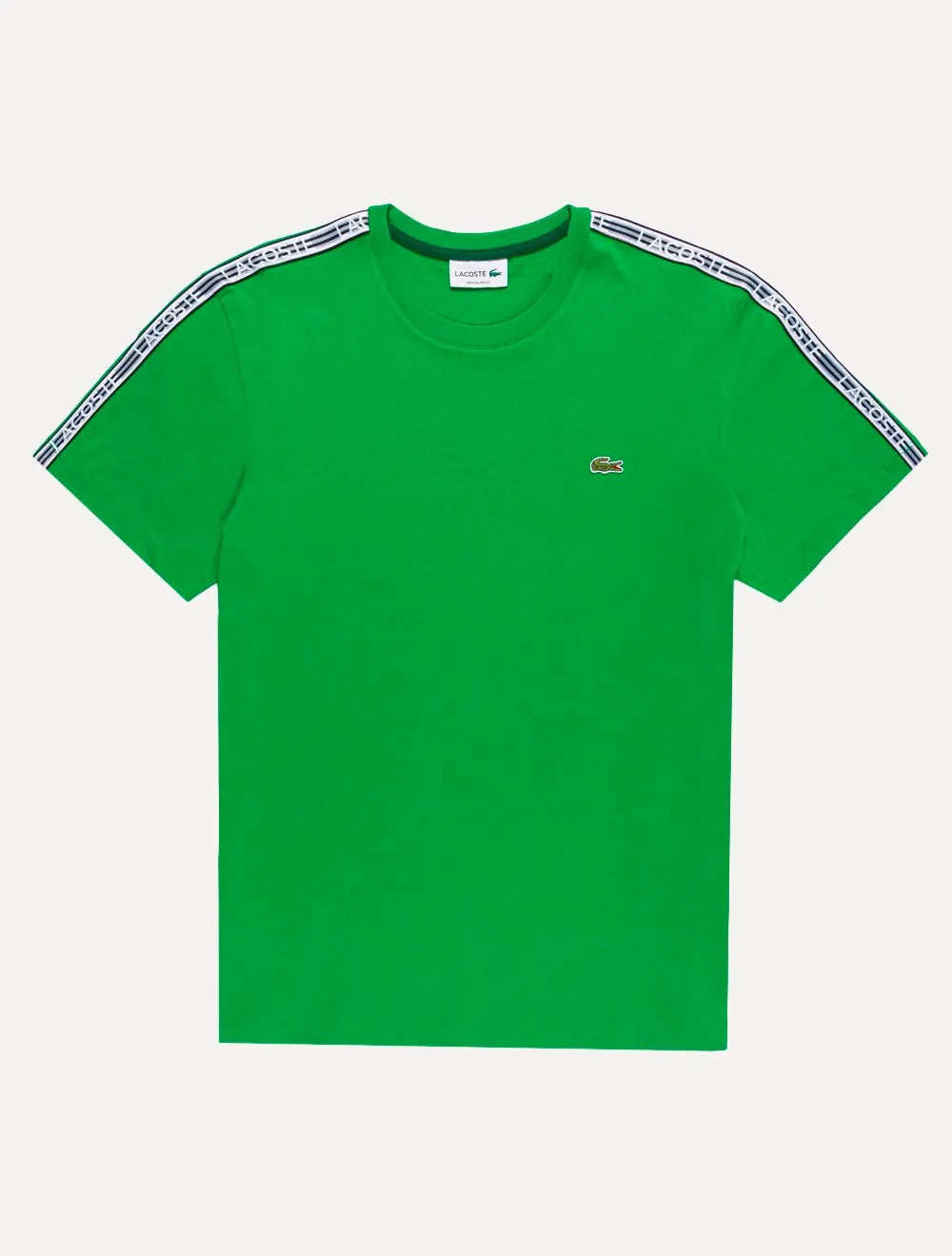 Camiseta Lacoste Masculina Regular Fit Listrada Logo Verde