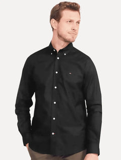 Camisa Tommy Hilfiger Masculina Regular Fit Classic Collar Preta
