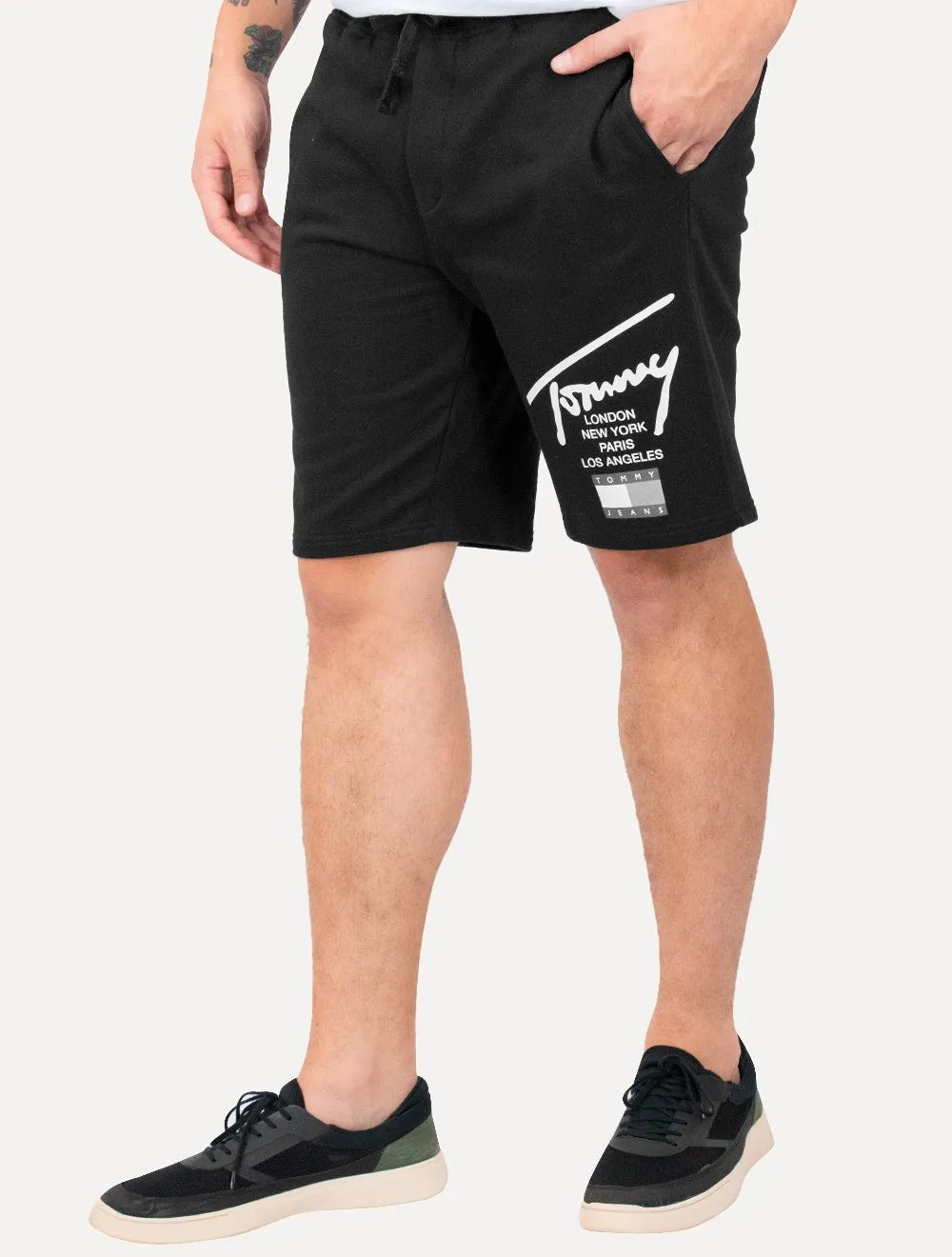 Bermuda Tommy Jeans Masculina Moletom Modern Beach Signature Preta