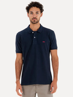 Polo King & Joe Masculina Piquet Slim Red Logo Azul Marinho