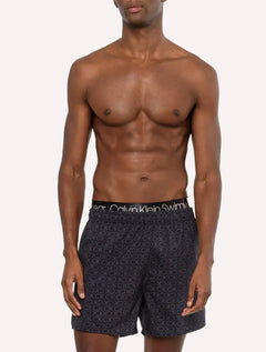 Short Calvin Klein Swimwear D'Água CK Full Logos Preta
