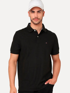Polo Tommy Hilfiger Masculina Fit Ivy Preta