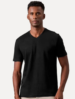 Camiseta Calvin Klein Jeans Masculina Gola V Essentials Logo Lateral Preta