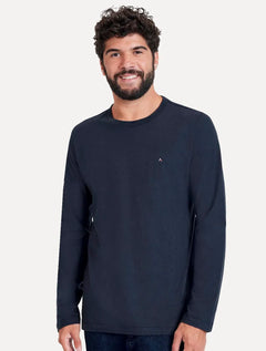 Camiseta Aramis Masculina Manga Longa Basica Logo Azul Marinho