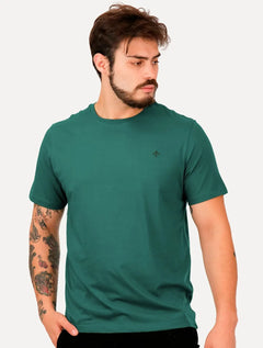Camiseta Dudalina Masculina Essentials Modal Logo Verde Escuro