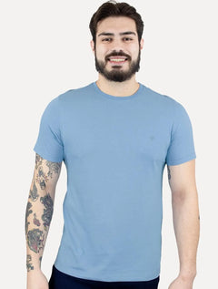 Camiseta Dudalina Masculina Essentials Modal Logo Azul Claro