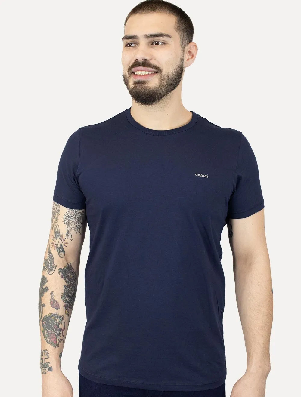 Camiseta Colcci Masculina Back To Basics Light Logo Azul Marinho