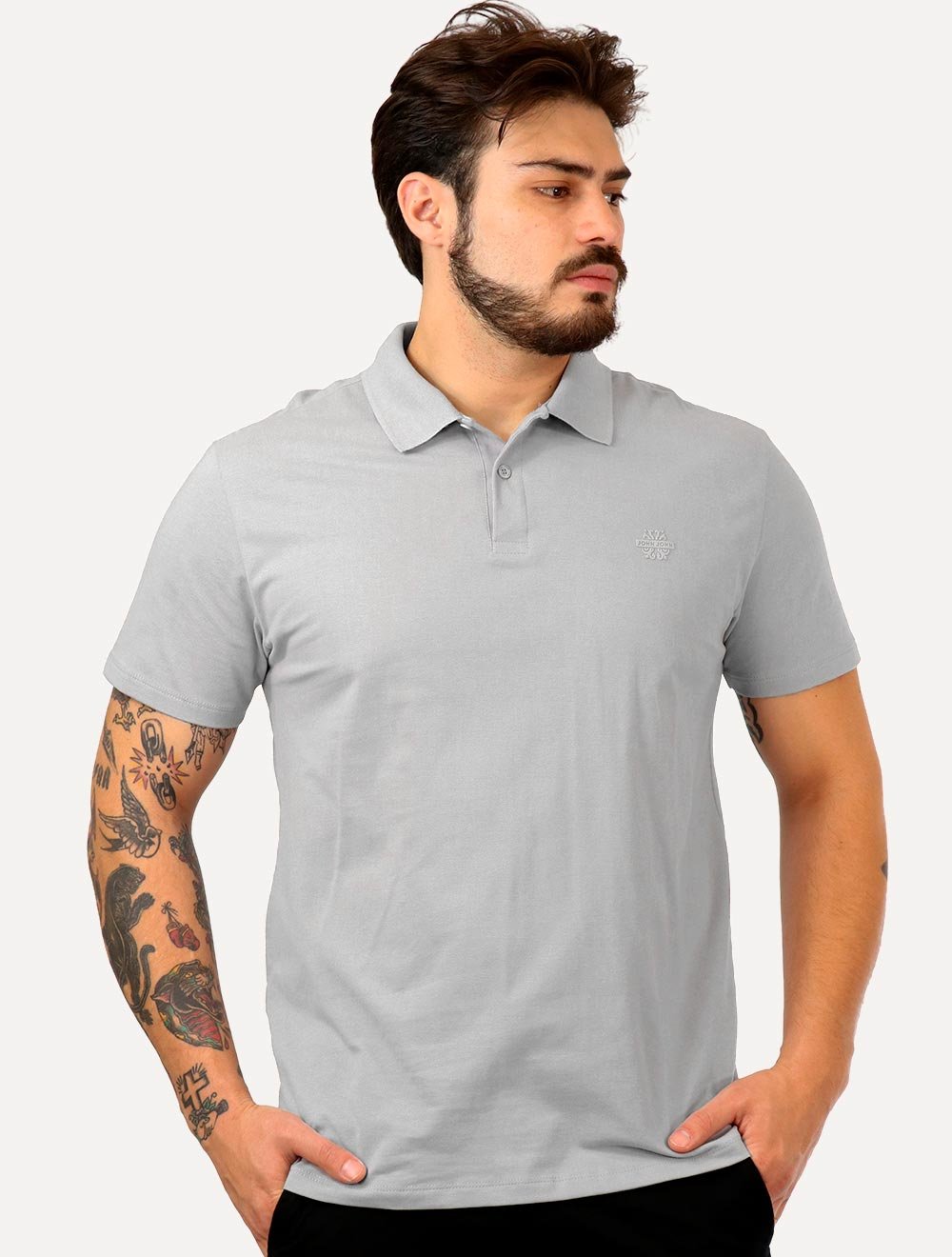 Polo John John Masculina Light Transfer Cinza