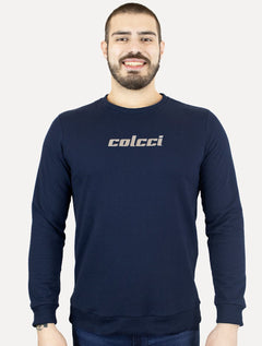 Moletom Colcci Masculino Comfort Crewneck Mirrored Logo Azul Marinho