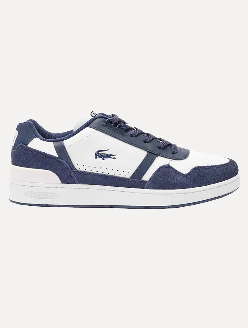Tênis Lacoste Masculino Couro T-Clip Wht/Nvy Branco