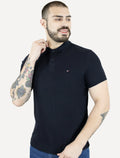 Polo Tommy Hilfiger Masculina Mercerised Jacquard Azul Marinho