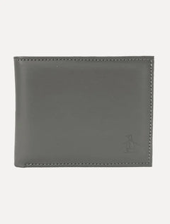 Carteira Original Penguin Masculina Couro Lisa Logo Grafite