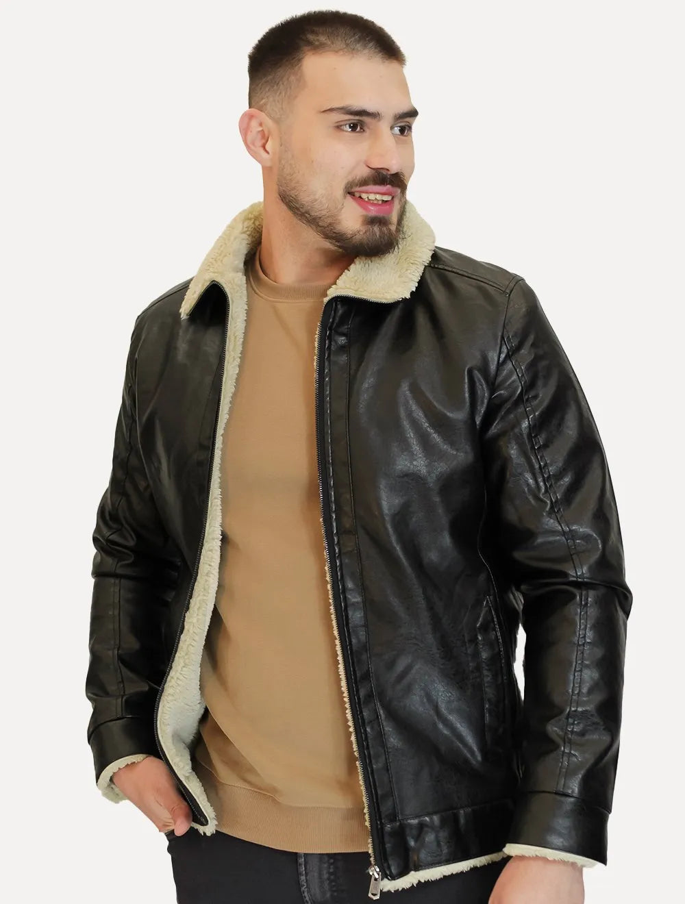 Jaqueta Dixen Masculina Sherpa PU Preta