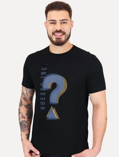 Camiseta Guess Masculina Logo Inc Question Preta