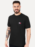Camiseta Tommy Jeans Masculina Regular Flag Badge Pocket Preta
