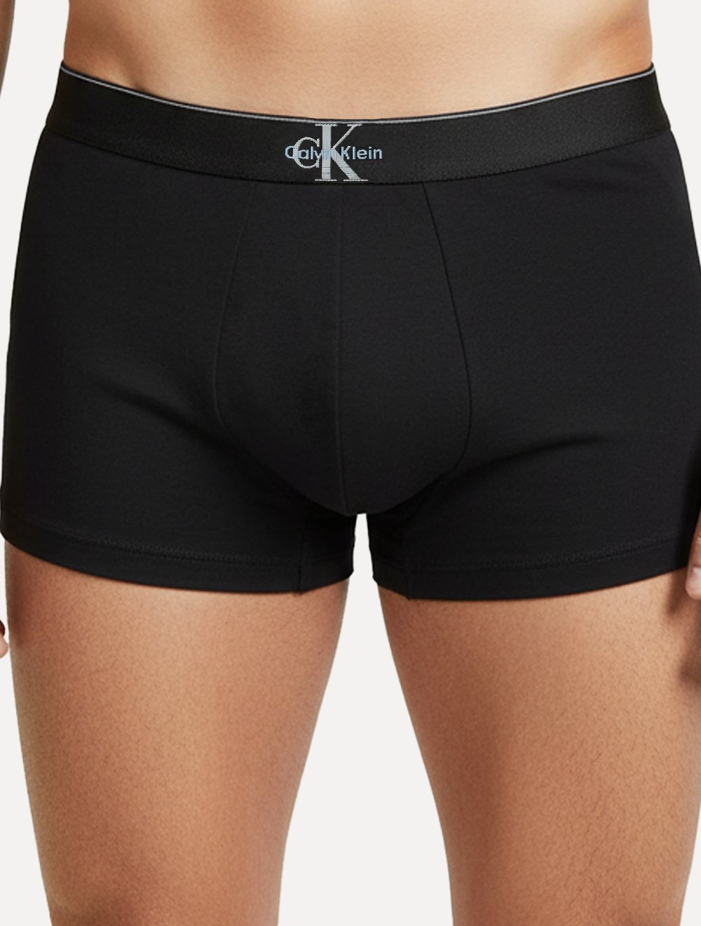 Cueca Calvin Klein Low Rise Trunk Cotton New Re Issue Blue Logo Preta