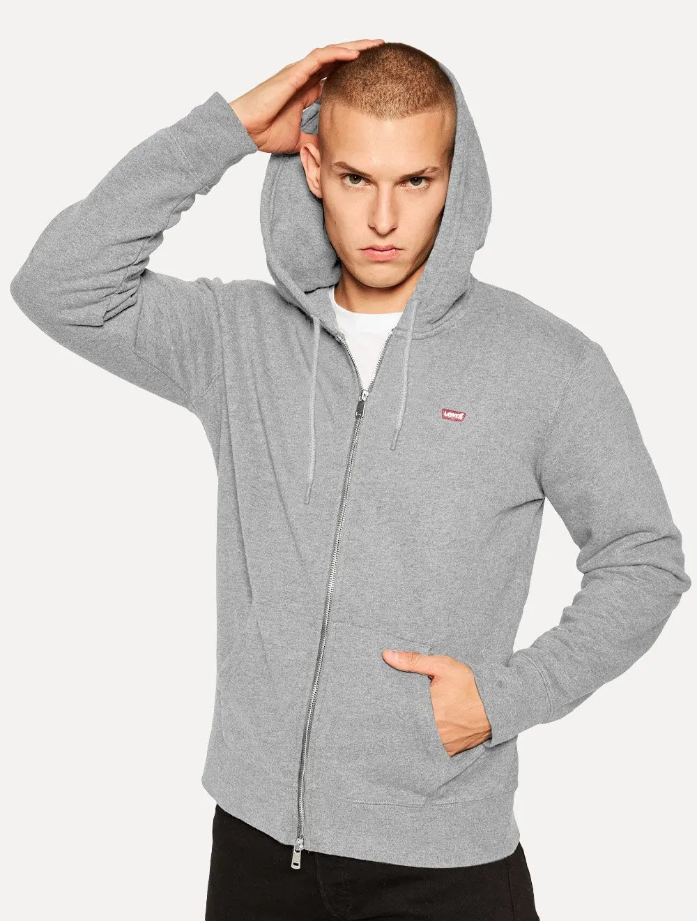 Moletom Levis Masculino Full Zip Hoodie Icon Cinza Mescla