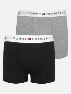 Cueca Tommy Hilfiger Cotton Stretch Boxer Trunk Preta/Cinza Pack 2UN