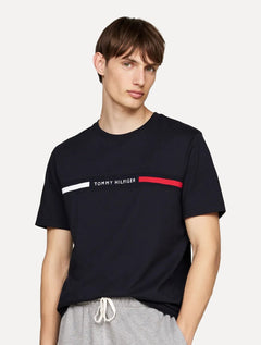 Kit Camisetas Tommy Hilfiger | Chest Insert Logo Azul Marinho/Branca 2UN