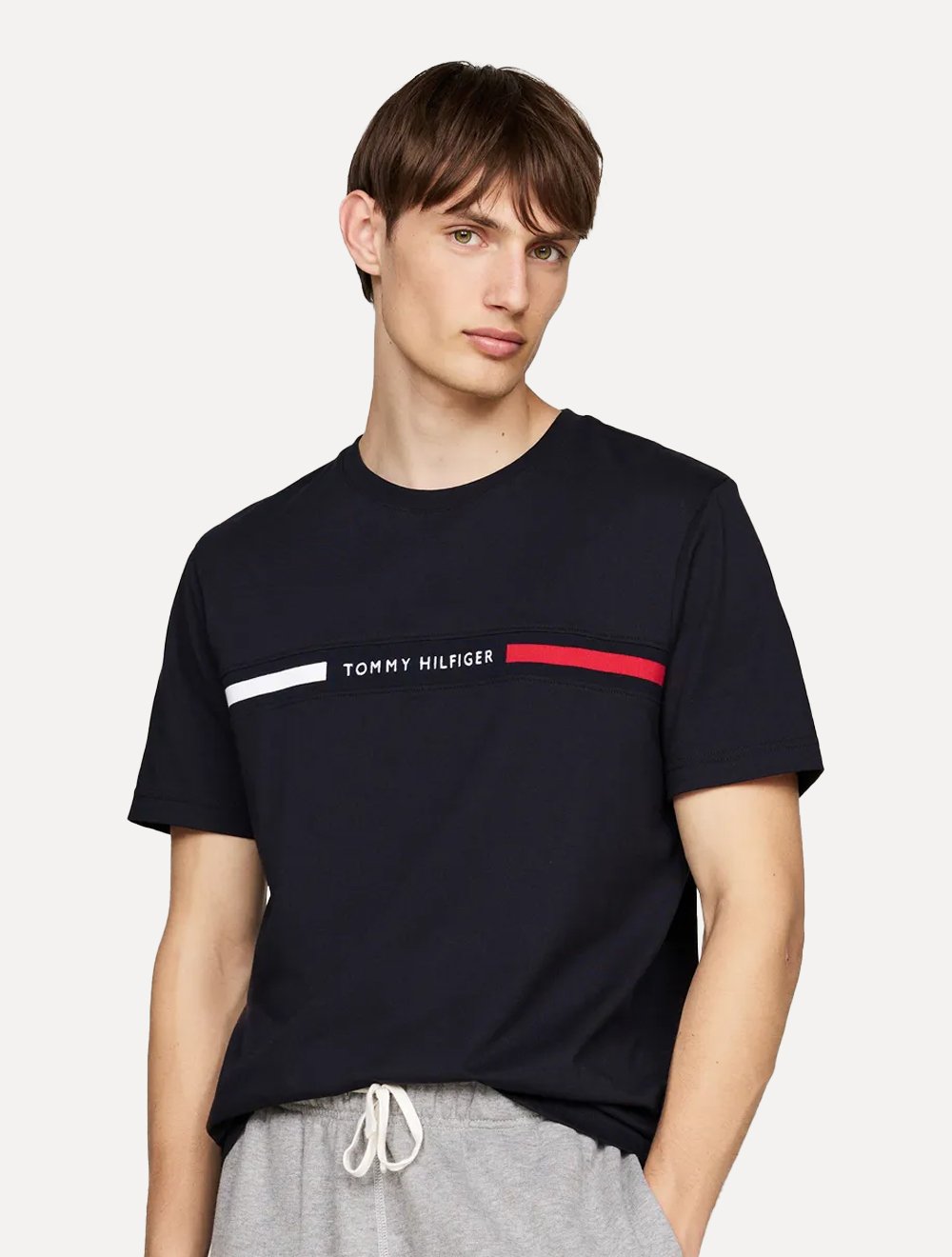 Kit Camisetas Tommy Hilfiger | Chest Insert Logo Azul Marinho/Branca 2UN