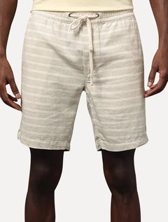 Bermuda Calvin Klein Jeans Masculina Linen Striped Cadarço Areia