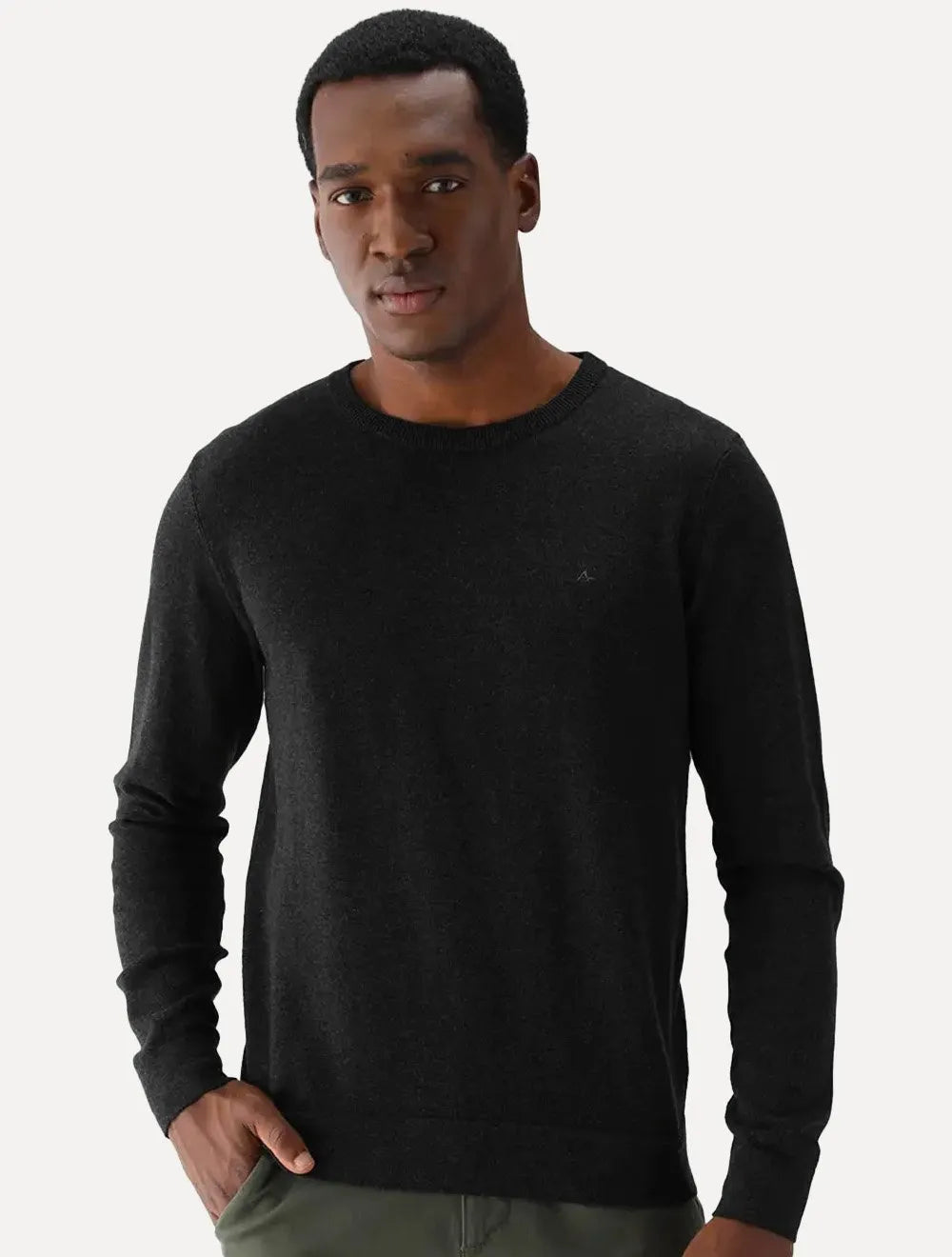 Blusa Aramis Masculina Tricot Gola Careca Preta