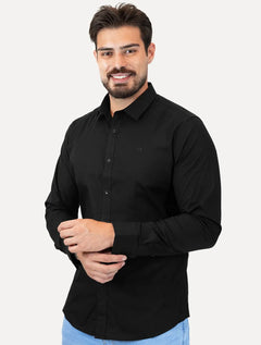 Camisa Colcci Masculina Slim Fit Básica Logo Preto