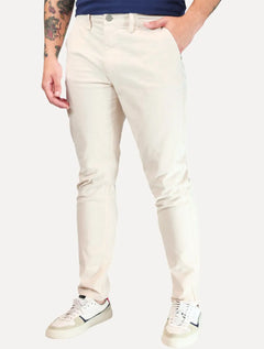 Calça Dudalina Masculina Sarja Slim Faca Color Cáqui Claro