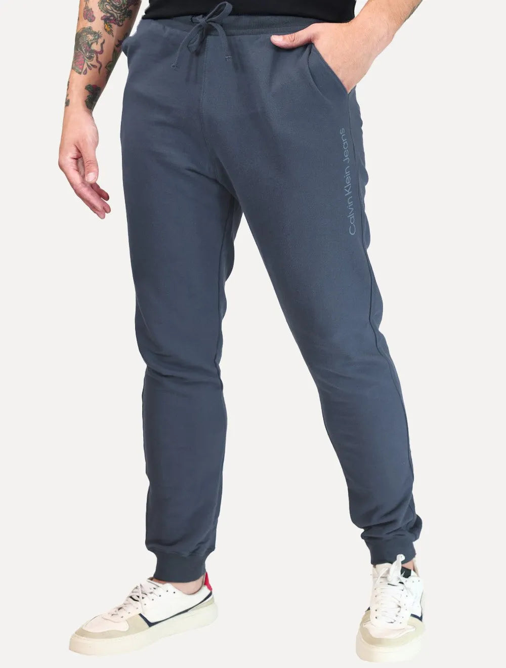 Calça Calvin Klein Jeans Masculina Moletom Side New Logo Azul Marinho