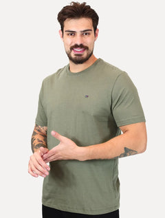 Camiseta Tommy Jeans Masculina Regular Jersey C-Neck Flag Verde Militar