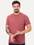 Camiseta King & Joe Masculina Estonada Basic Dark Small Logo Bordô