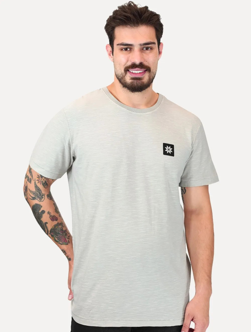 Camiseta Osklen Masculina Slim Rough Snow Clinic Areia