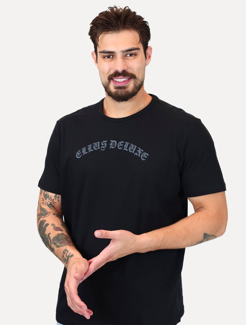 Camiseta Ellus Masculina Cotton Fine Deluxe Gothic Classic Preta