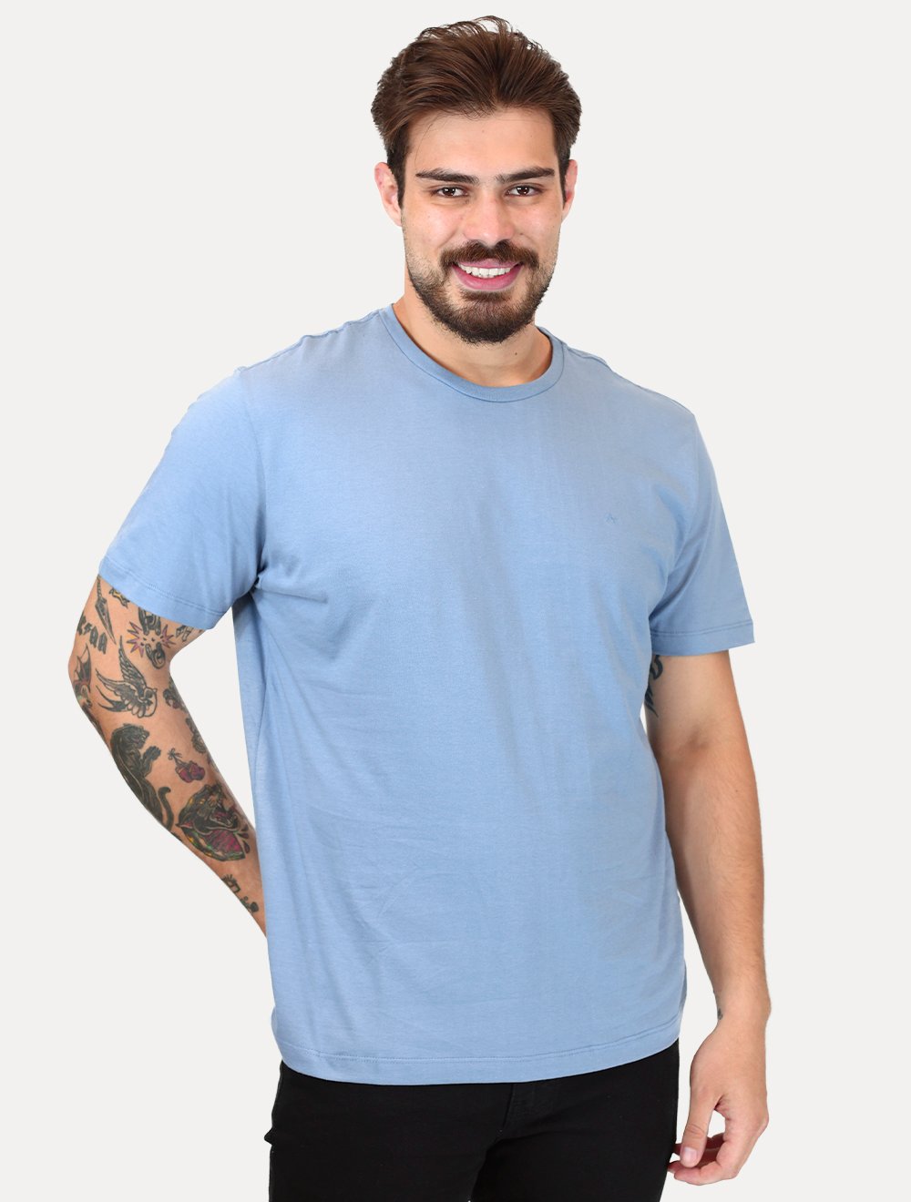 Camiseta Aramis Masculina Basic Lisa Mono Icon Azul Médio
