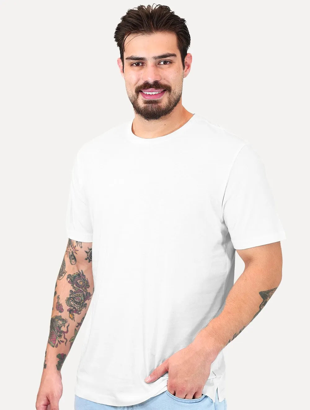 Camiseta Calvin Klein Jeans Masculina Crewneck Essentials Branca