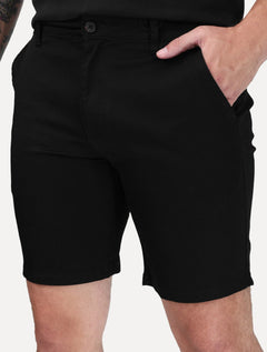 Bermuda K&J Black Masculina Casual Flex Cetim Preta