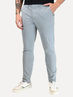 Calça Dudalina Masculina Sarja Slim Faca Color Cinza Claro