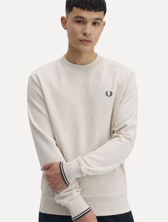 Moletom Fred Perry Masculino Crewneck Laurel Off-White Mescla