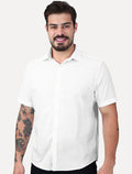 Camisa Aramis Masculina Slim Manga Curta Flame Bosco Branco